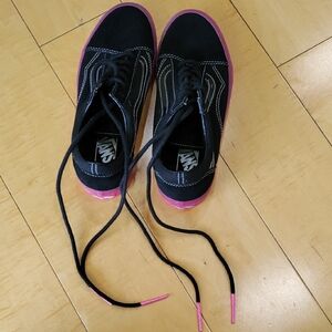 Vans Black and Pink Classic Sneakers